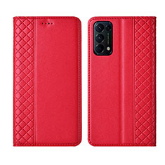 Oppo Reno5 5G用手帳型 レザーケース スタンド カバー L04 Oppo レッド