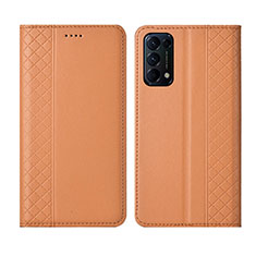 Oppo Reno5 5G用手帳型 レザーケース スタンド カバー L04 Oppo オレンジ