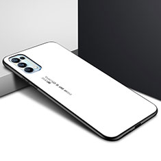 Oppo Reno5 5G用ハイブリットバンパーケース プラスチック 鏡面 カバー Oppo ホワイト