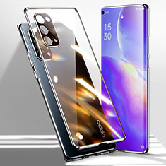 Oppo Reno5 Pro 5G用ケース 高級感 手触り良い アルミメタル 製の金属製 360度 フルカバーバンパー 鏡面 カバー Oppo ブラック