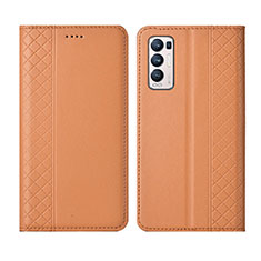 Oppo Reno5 Pro+ Plus 5G用手帳型 レザーケース スタンド カバー L01 Oppo オレンジ