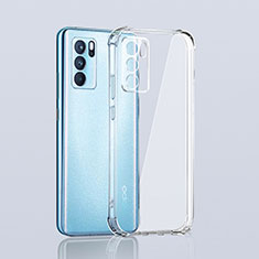 Oppo Reno6 5G用極薄ソフトケース シリコンケース 耐衝撃 全面保護 クリア透明 T02 Oppo クリア