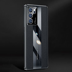 Oppo Reno6 5G用ケース 高級感 手触り良いレザー柄 JB3 Oppo ブラック