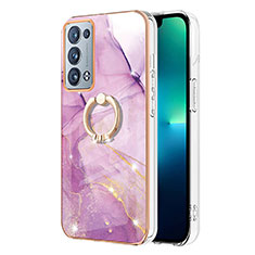 Oppo Reno6 Pro 5G用シリコンケース ソフトタッチラバー バタフライ パターン カバー アンド指輪 Y05B Oppo ラベンダー