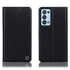Oppo Reno6 Pro 5G用手帳型 レザーケース スタンド カバー H21P Oppo ブラック