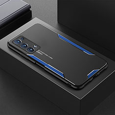 Oppo Reno6 Pro 5G用ケース 高級感 手触り良い アルミメタル 製の金属製 兼シリコン カバー Oppo ネイビー