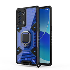 Oppo Reno6 Pro 5G用ハイブリットバンパーケース プラスチック アンド指輪 マグネット式 S04 Oppo ネイビー