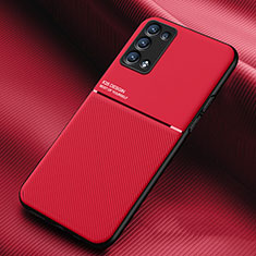 Oppo Reno6 Pro 5G用極薄ソフトケース シリコンケース 耐衝撃 全面保護 マグネット式 バンパー Oppo レッド