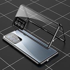 Oppo Reno6 Pro 5G用ケース 高級感 手触り良い アルミメタル 製の金属製 360度 フルカバーバンパー 鏡面 カバー Oppo ブラック