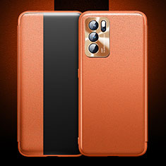 Oppo Reno6 Pro 5G India用手帳型 レザーケース スタンド カバー Oppo オレンジ