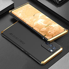 Oppo Reno6 Pro 5G India用360度 フルカバー ケース 高級感 手触り良い アルミメタル 製の金属製 Oppo ゴールド・ブラック