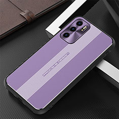 Oppo Reno6 Pro 5G India用ケース 高級感 手触り良い アルミメタル 製の金属製 兼シリコン カバー J02 Oppo パープル