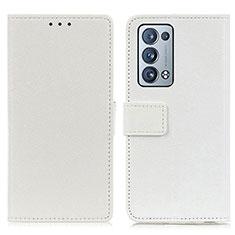 Oppo Reno6 Pro+ Plus 5G用手帳型 レザーケース スタンド カバー M08L Oppo ホワイト