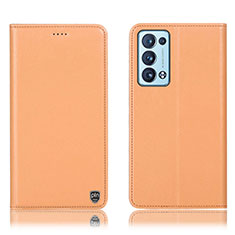 Oppo Reno6 Pro+ Plus 5G用手帳型 レザーケース スタンド カバー H21P Oppo オレンジ