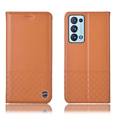 Oppo Reno6 Pro+ Plus 5G用手帳型 レザーケース スタンド カバー H07P Oppo オレンジ