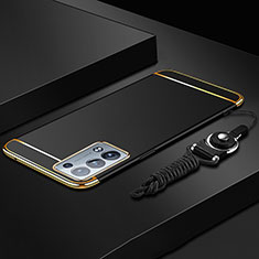 Oppo Reno6 Pro+ Plus 5G用ケース 高級感 手触り良い メタル兼プラスチック バンパー Oppo ブラック