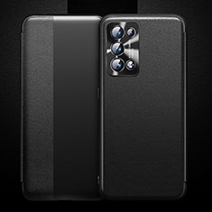 Oppo Reno6 Pro+ Plus 5G用手帳型 レザーケース スタンド カバー Oppo ブラック