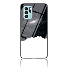 Oppo Reno6 Z 5G用ハイブリットバンパーケース プラスチック パターン 鏡面 カバー LS4 Oppo ブラック