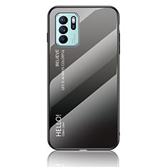 Oppo Reno6 Z 5G用ハイブリットバンパーケース プラスチック 鏡面 虹 グラデーション 勾配色 カバー LS1 Oppo ダークグレー
