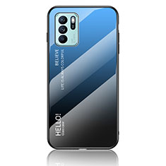 Oppo Reno6 Z 5G用ハイブリットバンパーケース プラスチック 鏡面 虹 グラデーション 勾配色 カバー LS1 Oppo ネイビー