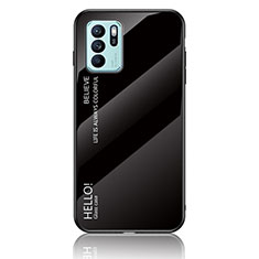 Oppo Reno6 Z 5G用ハイブリットバンパーケース プラスチック 鏡面 虹 グラデーション 勾配色 カバー LS1 Oppo ブラック