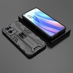 Oppo Reno7 Pro 5G用ハイブリットバンパーケース スタンド プラスチック 兼シリコーン カバー マグネット式 T02 Oppo ブラック