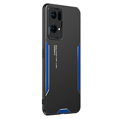 Oppo Reno7 Pro 5G用ケース 高級感 手触り良い アルミメタル 製の金属製 兼シリコン カバー PB1 Oppo ネイビー