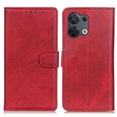 Oppo Reno8 5G用手帳型 レザーケース スタンド カバー A02D Oppo レッド