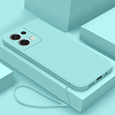 Oppo Reno8 5G用360度 フルカバー極薄ソフトケース シリコンケース 耐衝撃 全面保護 バンパー S03 Oppo シアン