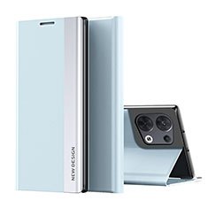 Oppo Reno8 5G用手帳型 レザーケース スタンド カバー L02 Oppo ライトブルー