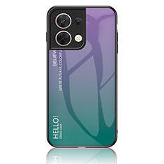 Oppo Reno8 5G用ハイブリットバンパーケース プラスチック 鏡面 虹 グラデーション 勾配色 カバー LS1 Oppo マルチカラー