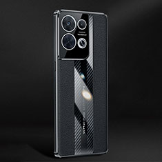 Oppo Reno8 5G用ケース 高級感 手触り良いレザー柄 JB3 Oppo ブラック