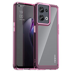 Oppo Reno8 5G用ハイブリットバンパーケース クリア透明 プラスチック カバー J01S Oppo ラベンダー