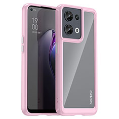 Oppo Reno8 5G用ハイブリットバンパーケース クリア透明 プラスチック カバー J01S Oppo ピンク