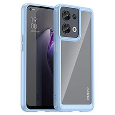 Oppo Reno8 5G用ハイブリットバンパーケース クリア透明 プラスチック カバー J01S Oppo ネイビー