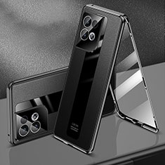 Oppo Reno8 5G用360度 フルカバー ケース 高級感 手触り良い アルミメタル 製の金属製 P01 Oppo ブラック