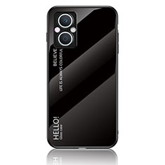 Oppo Reno8 Lite 5G用ハイブリットバンパーケース プラスチック 鏡面 虹 グラデーション 勾配色 カバー LS1 Oppo ブラック