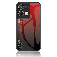 Oppo Reno8 Pro 5G用ハイブリットバンパーケース プラスチック 鏡面 虹 グラデーション 勾配色 カバー LS1 Oppo レッド