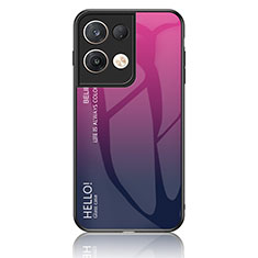 Oppo Reno8 Pro 5G用ハイブリットバンパーケース プラスチック 鏡面 虹 グラデーション 勾配色 カバー LS1 Oppo ローズレッド