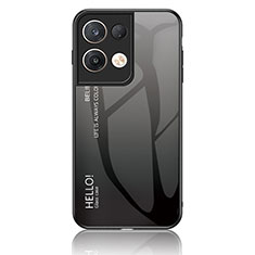 Oppo Reno8 Pro 5G用ハイブリットバンパーケース プラスチック 鏡面 虹 グラデーション 勾配色 カバー LS1 Oppo ダークグレー