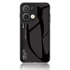 Oppo Reno8 Pro 5G用ハイブリットバンパーケース プラスチック 鏡面 虹 グラデーション 勾配色 カバー LS1 Oppo ブラック