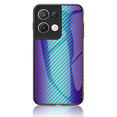 Oppo Reno8 Pro 5G用ハイブリットバンパーケース プラスチック 鏡面 虹 グラデーション 勾配色 カバー LS2 Oppo ネイビー