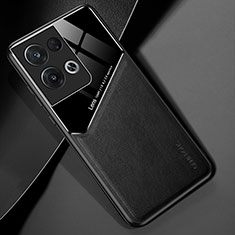 Oppo Reno8 Pro+ Plus 5G用シリコンケース ソフトタッチラバー レザー柄 アンドマグネット式 Oppo ブラック