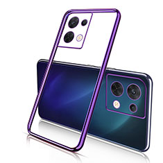 Oppo Reno8 Pro+ Plus 5G用極薄ソフトケース シリコンケース 耐衝撃 全面保護 クリア透明 H03 Oppo パープル