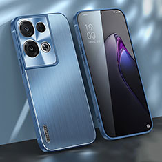 Oppo Reno8 Pro+ Plus 5G用ケース 高級感 手触り良い アルミメタル 製の金属製 兼シリコン カバー J01 Oppo ネイビー