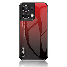 Oppo Reno9 5G用ハイブリットバンパーケース プラスチック 鏡面 虹 グラデーション 勾配色 カバー LS1 Oppo レッド