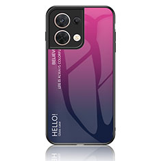 Oppo Reno9 5G用ハイブリットバンパーケース プラスチック 鏡面 虹 グラデーション 勾配色 カバー LS1 Oppo ローズレッド