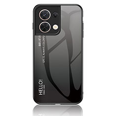 Oppo Reno9 5G用ハイブリットバンパーケース プラスチック 鏡面 虹 グラデーション 勾配色 カバー LS1 Oppo ダークグレー