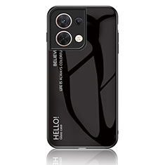 Oppo Reno9 5G用ハイブリットバンパーケース プラスチック 鏡面 虹 グラデーション 勾配色 カバー LS1 Oppo ブラック