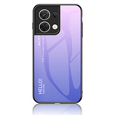 Oppo Reno9 Pro 5G用ハイブリットバンパーケース プラスチック 鏡面 虹 グラデーション 勾配色 カバー LS1 Oppo ラベンダー